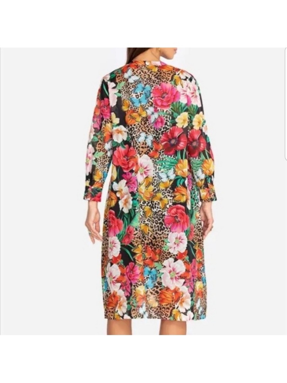 Johnny Was Sandra Dreamer Seaside A-line Dress Bird Flora Butterflies SZ L - Picture 3 of 9